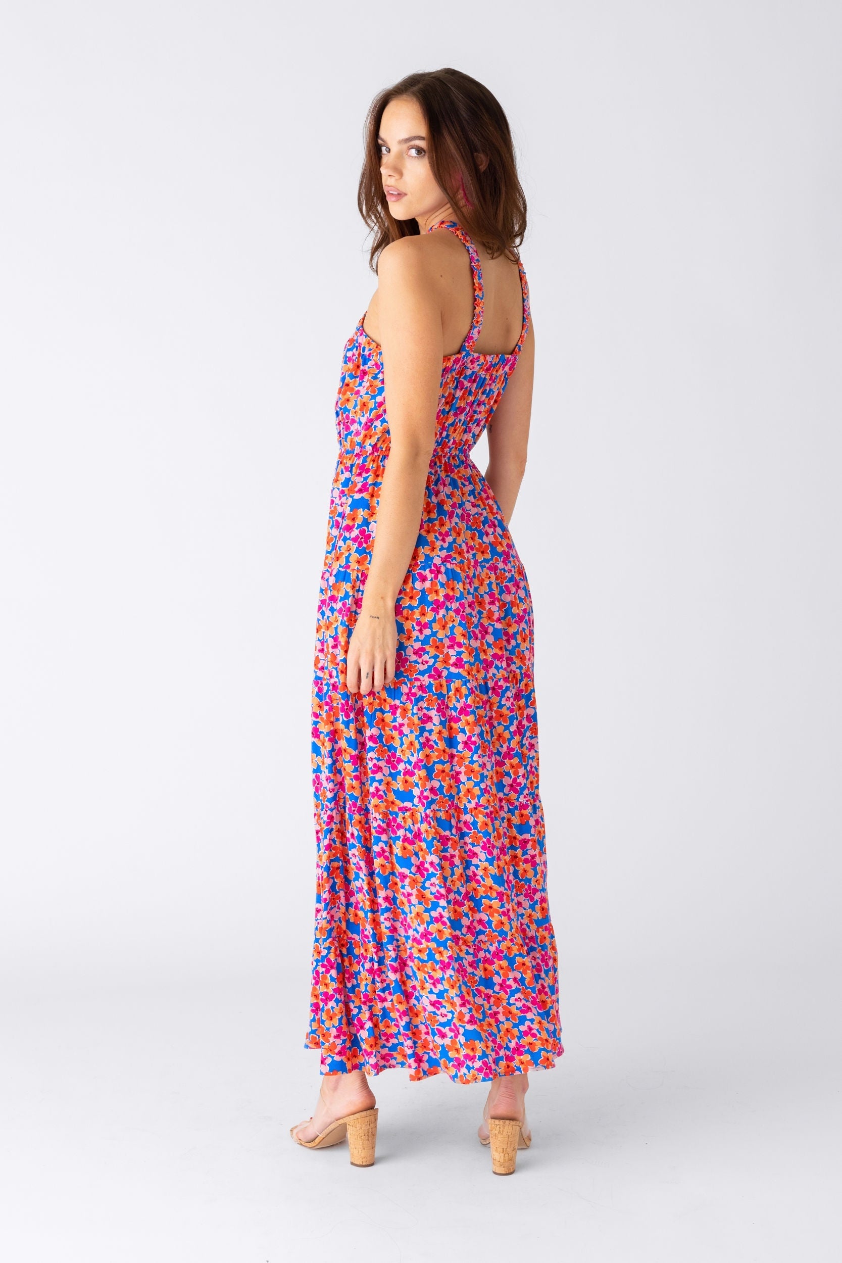 SALE - Lowri Floral Halter Neckline Maxi Dress