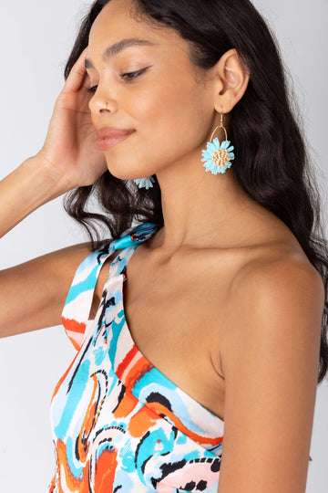 Valentina Raffia Flower Dangle Earring