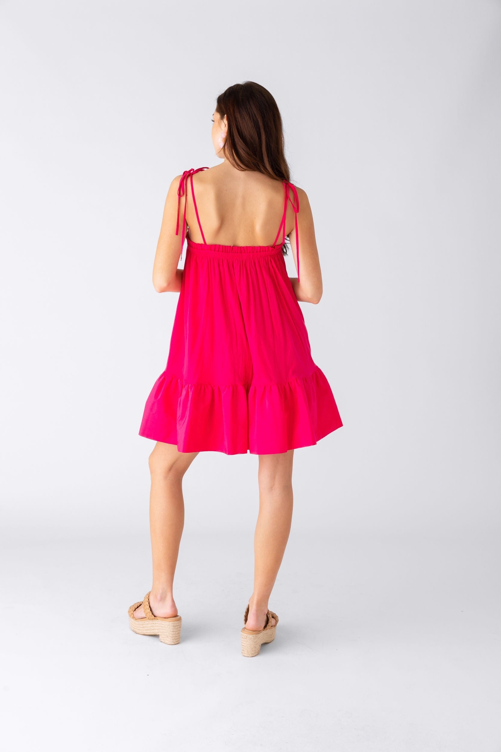Alma Tie Strap Ruffled Hem Dress