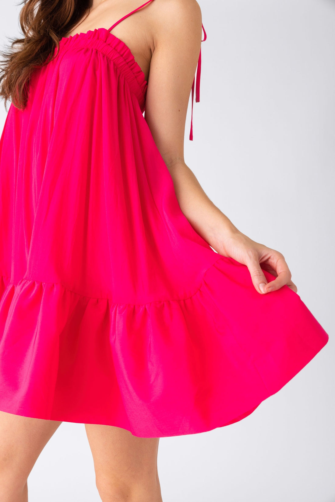 Alma Tie Strap Ruffled Hem Dress