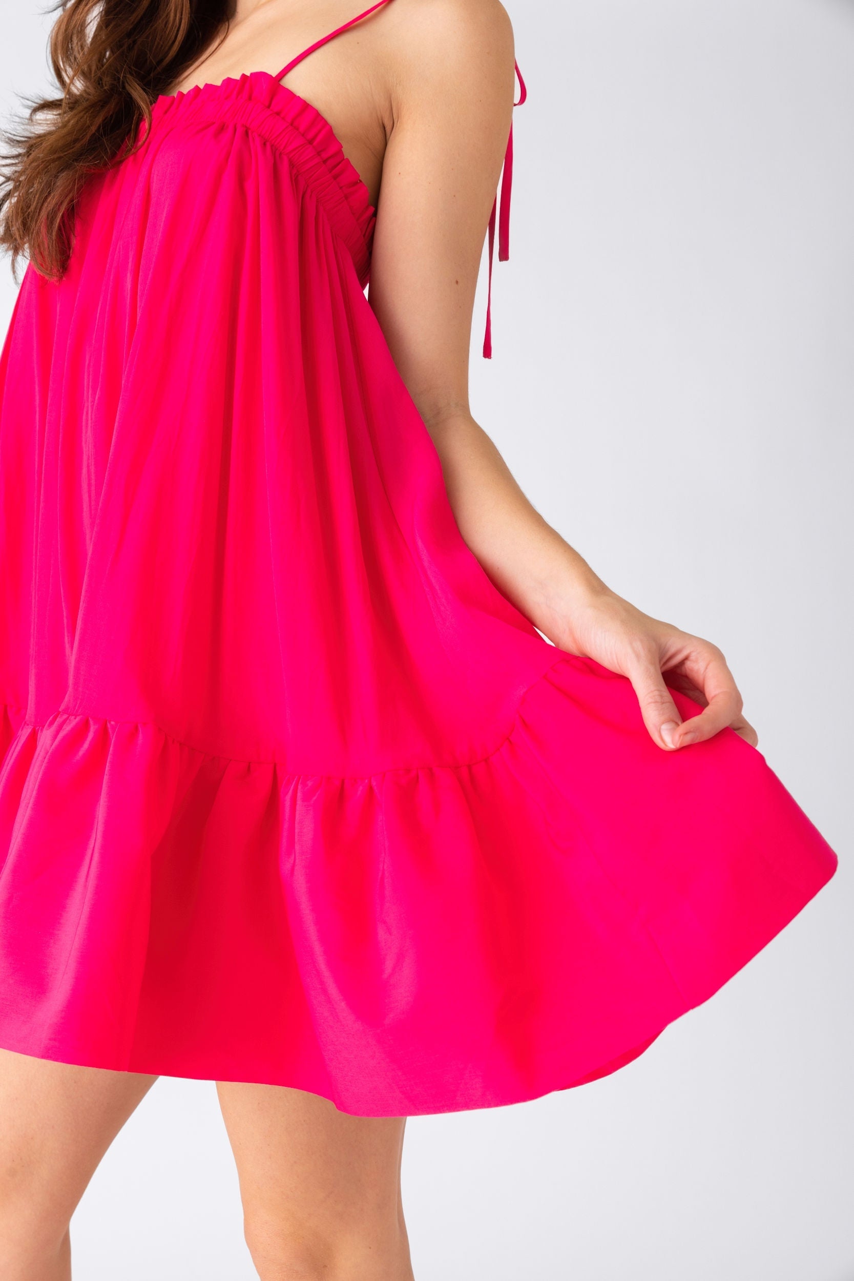 Alma Tie Strap Ruffled Hem Dress