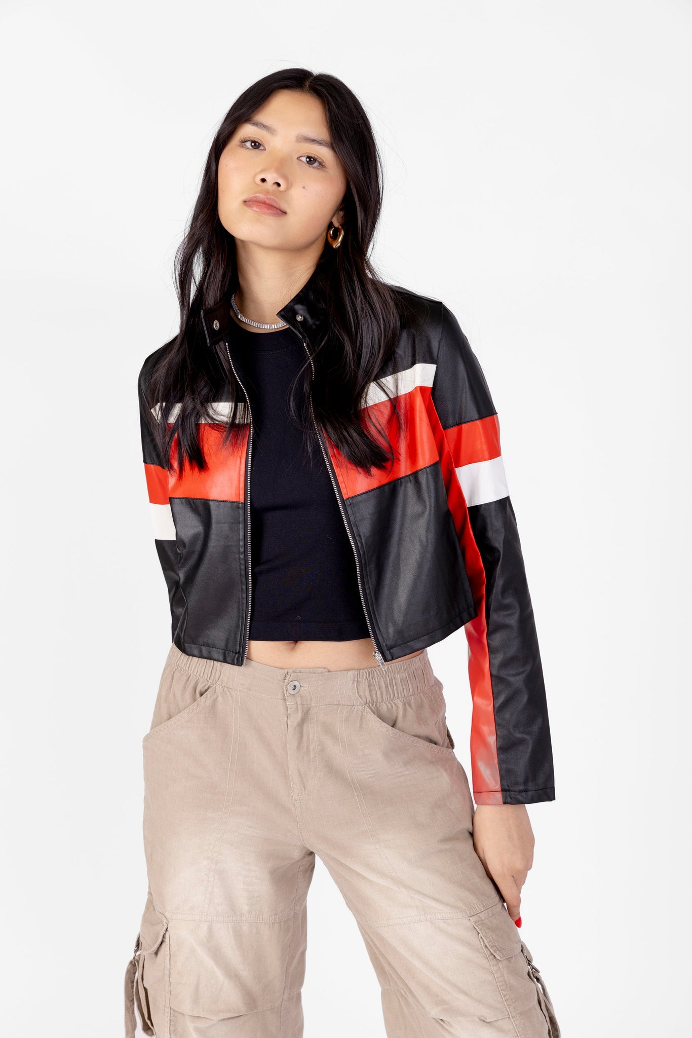 SALE - Cooper Faux Leather Track Jacket