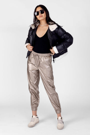 SALE - Zaina Smocked Waist Leather Jogger