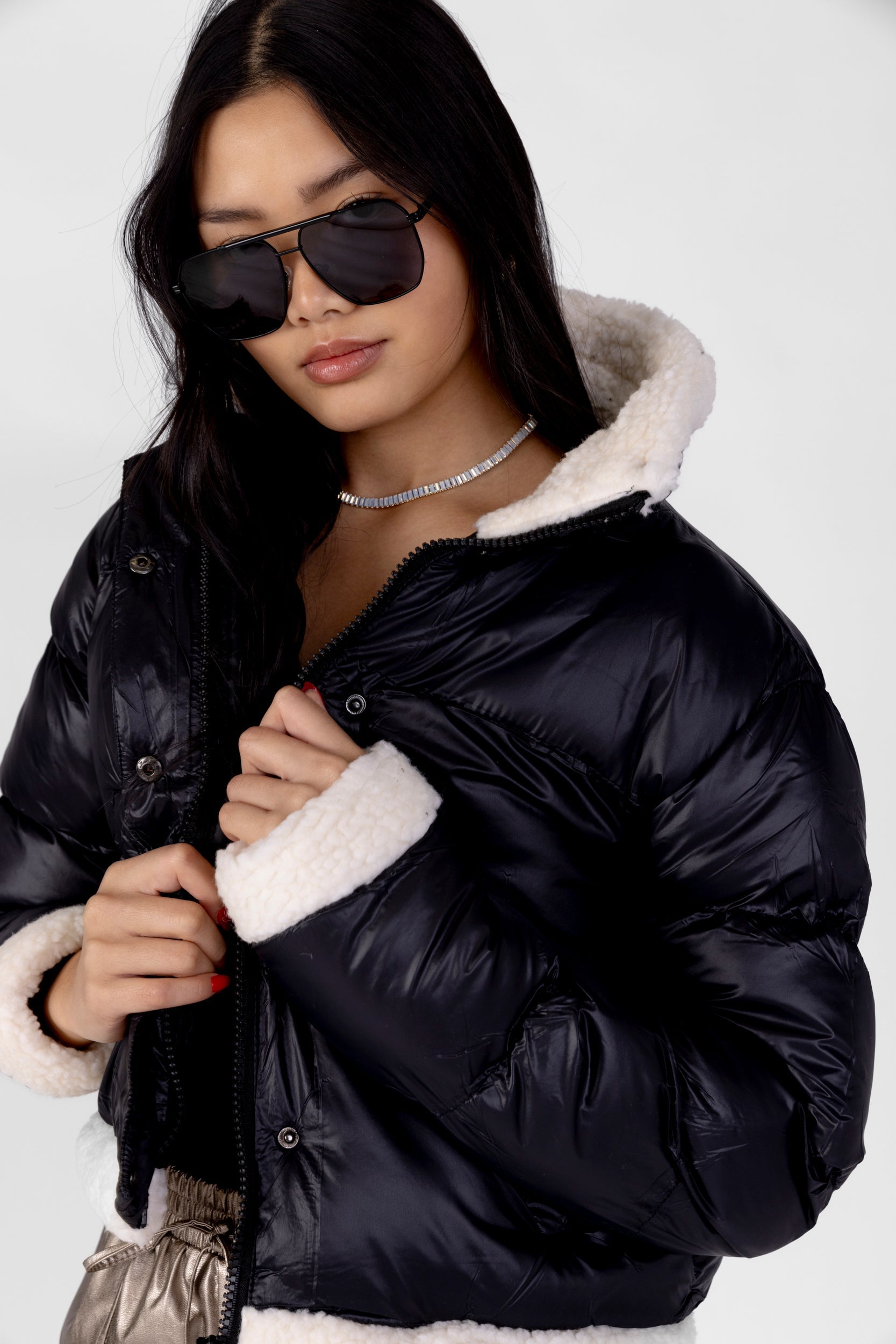 SALE - Jessi Sherpa Trimmed Puffer Jacket