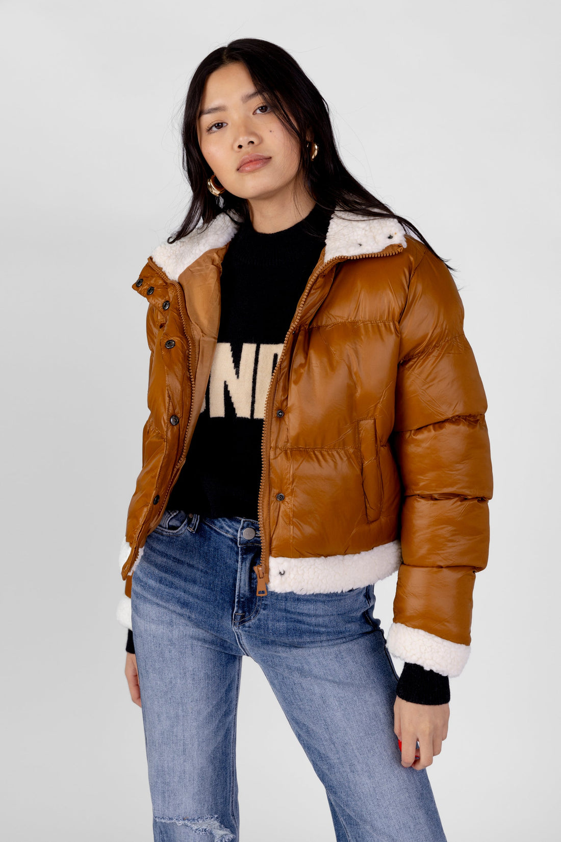 SALE - Jessi Sherpa Trimmed Puffer Jacket