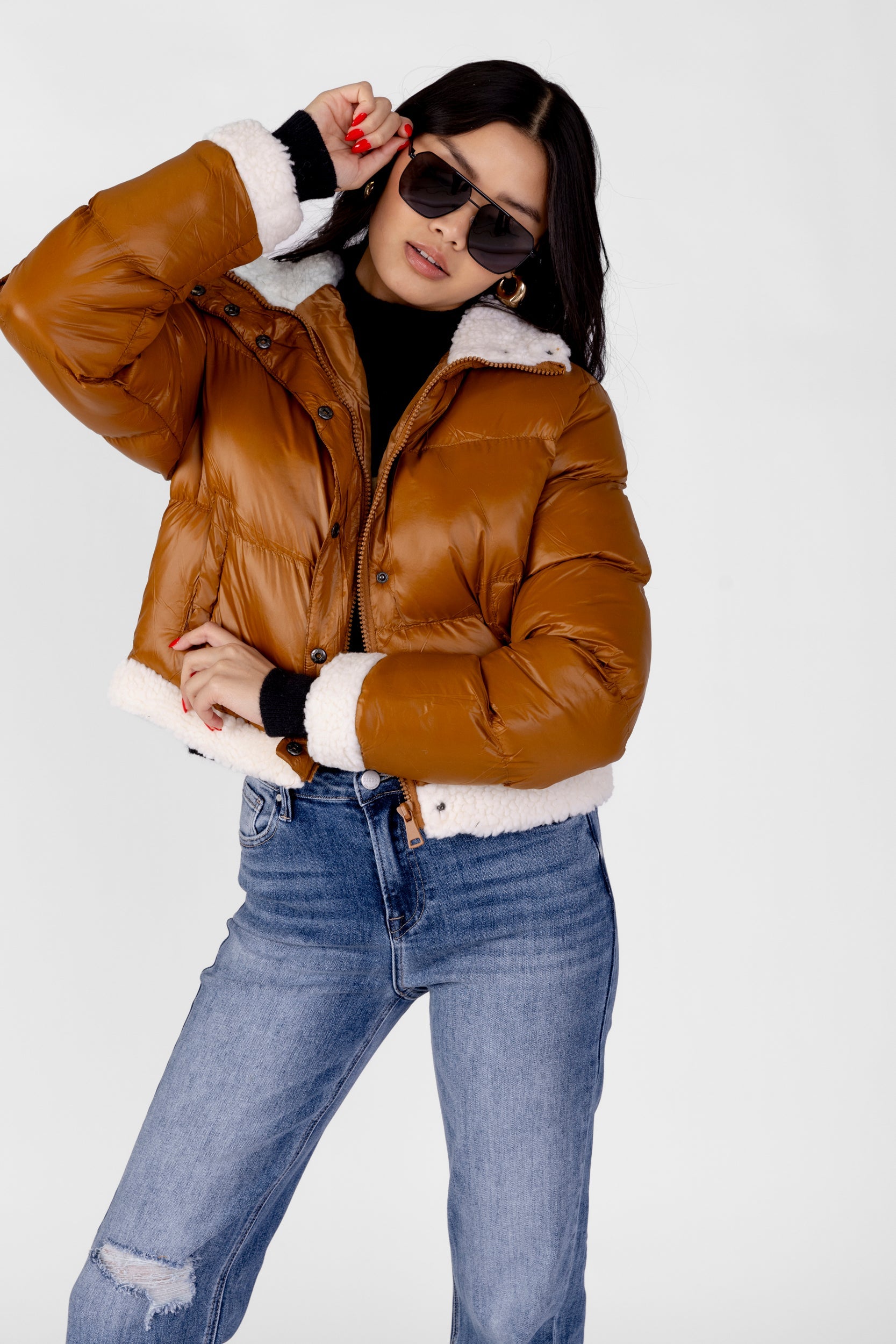 SALE - Jessi Sherpa Trimmed Puffer Jacket