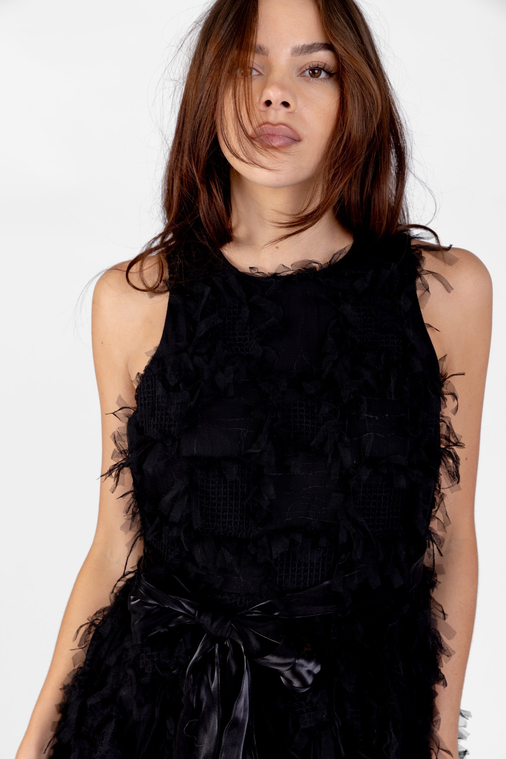 Rose Mesh Sleeveless Midi Dress