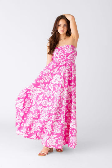 SALE - Annabell Strapless Floral Maxi Dress