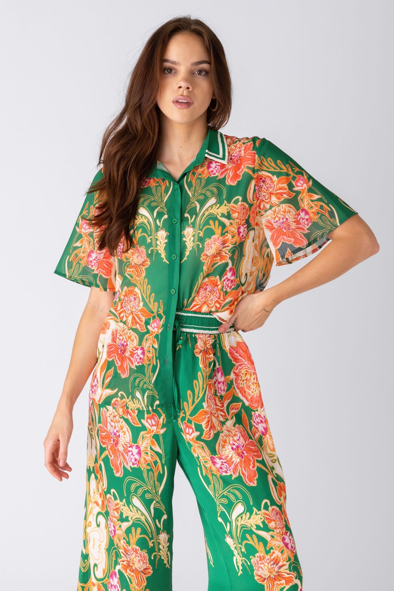Ela Floral Button Down Blouse