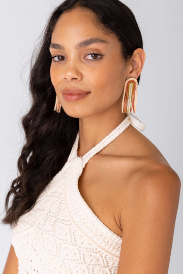 SALE - Ink + Alloy Fringe Seed Bead Earring