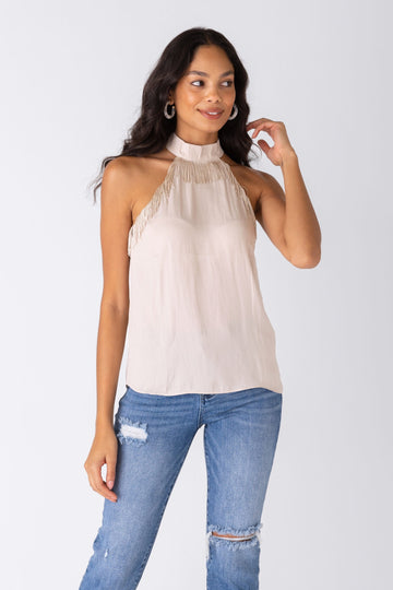 SALE - Janice Fringe Mock Neck Top