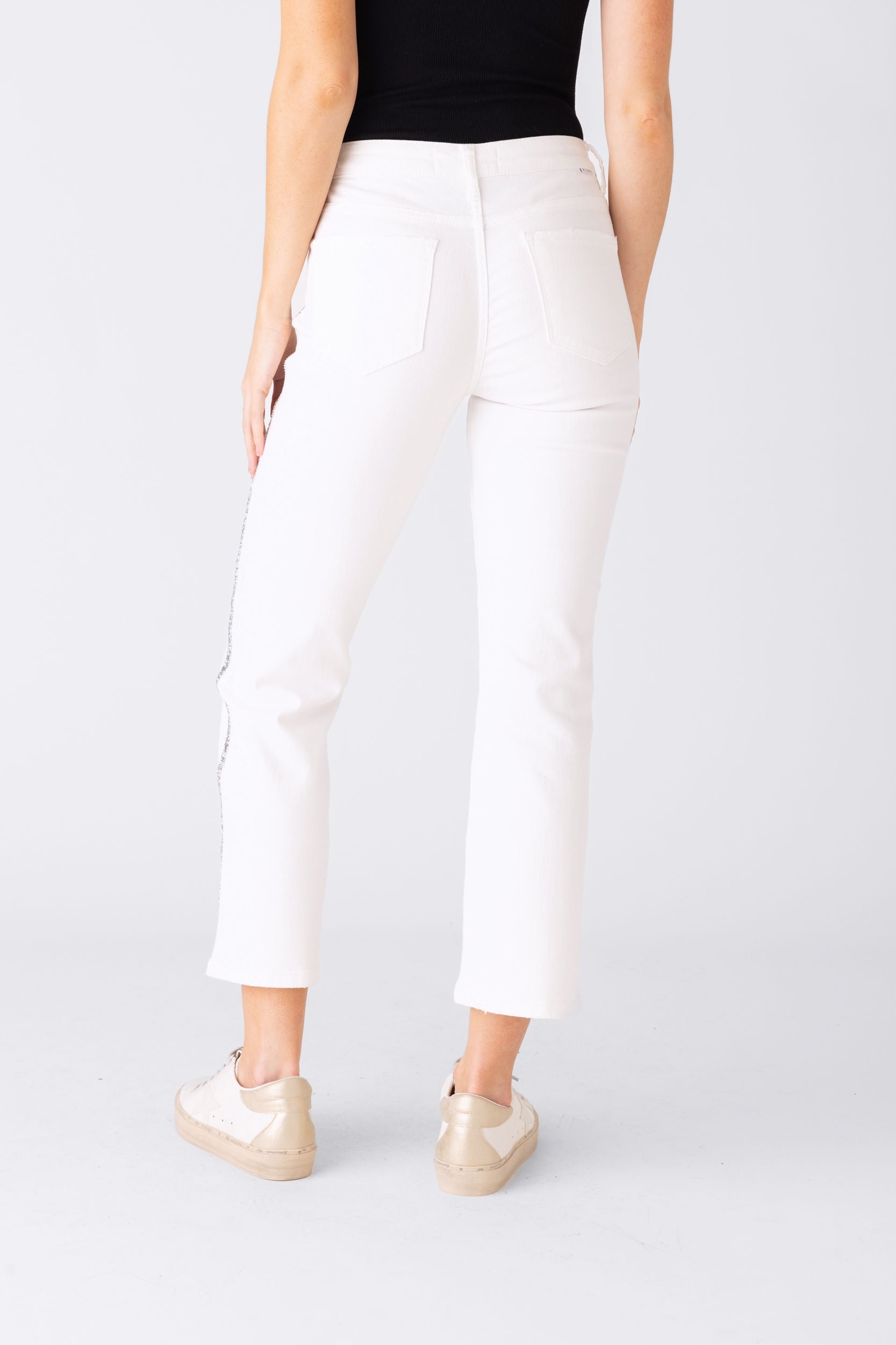 Jodi Sequin High Waisted Straight Leg Jeans