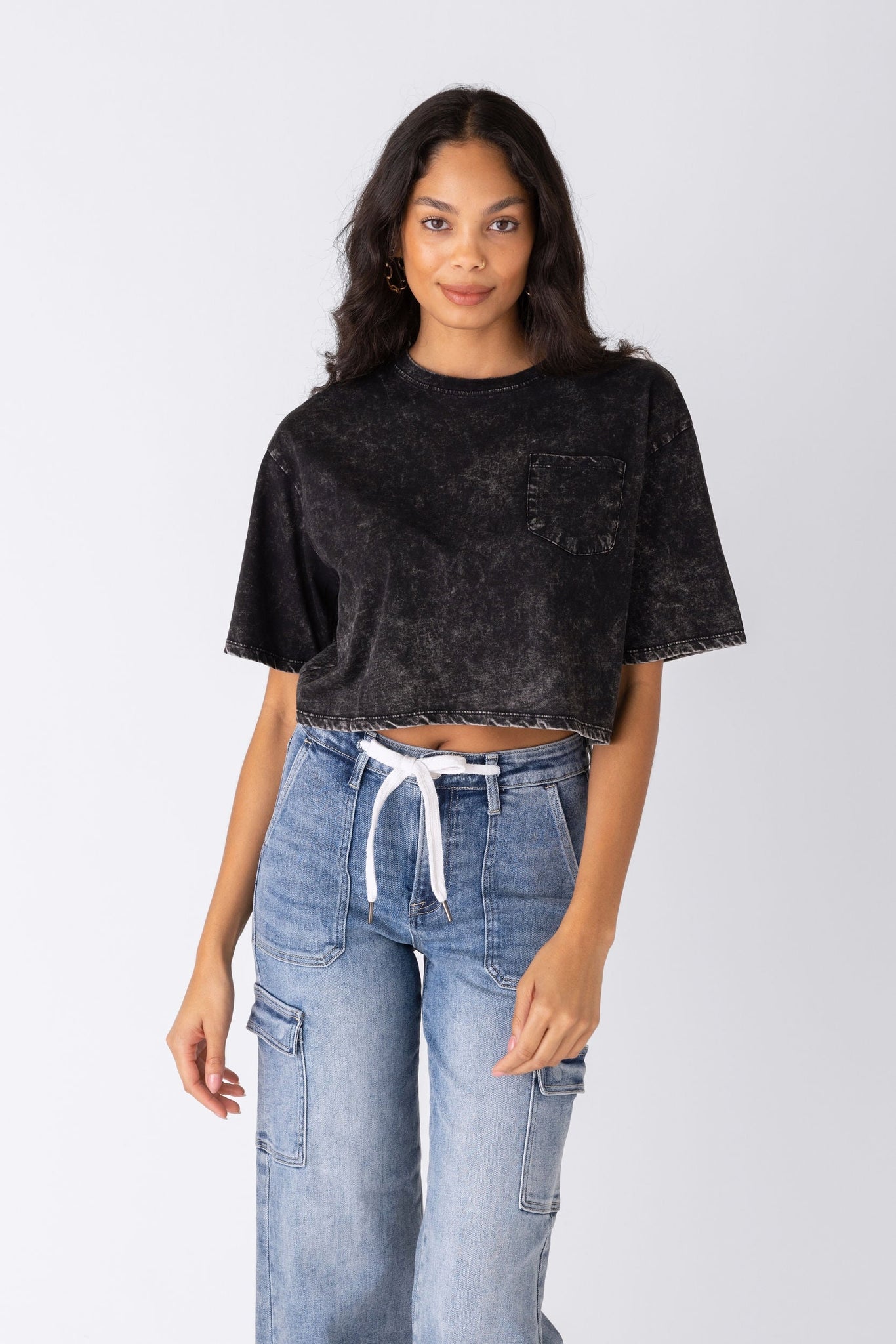 SALE - Elliot Acid Washed Cropped Tee