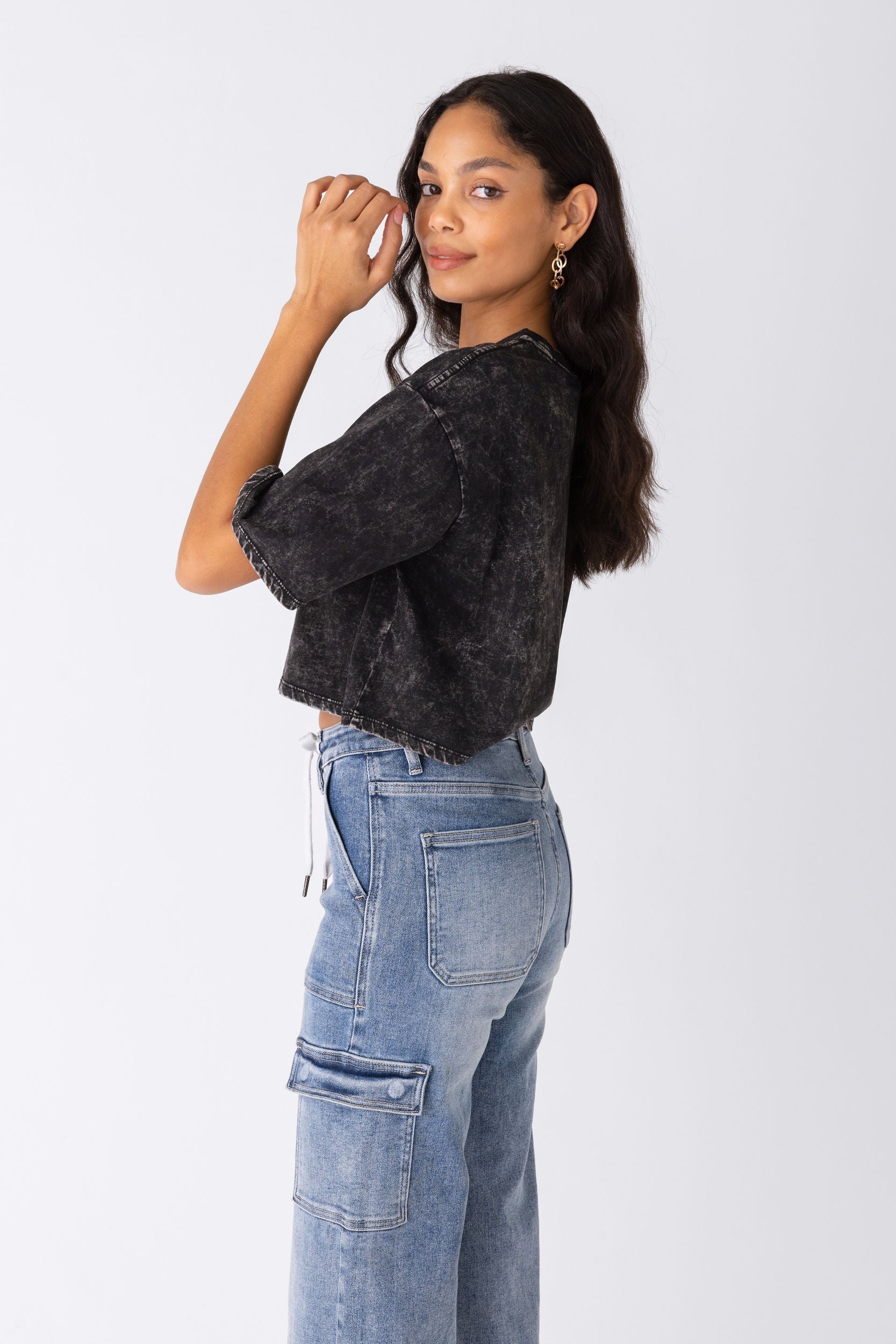 SALE - Elliot Acid Washed Cropped Tee