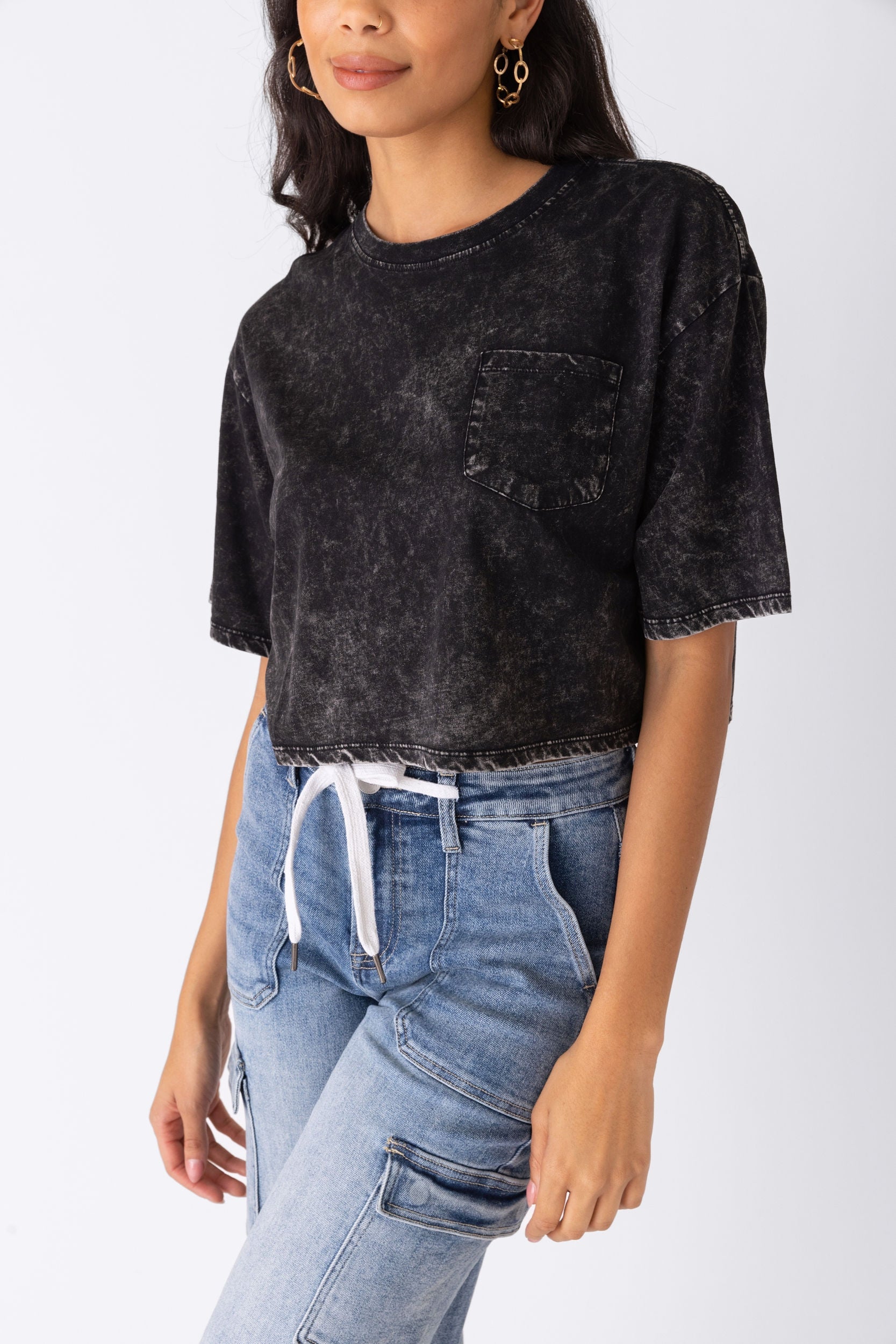 SALE - Elliot Acid Washed Cropped Tee