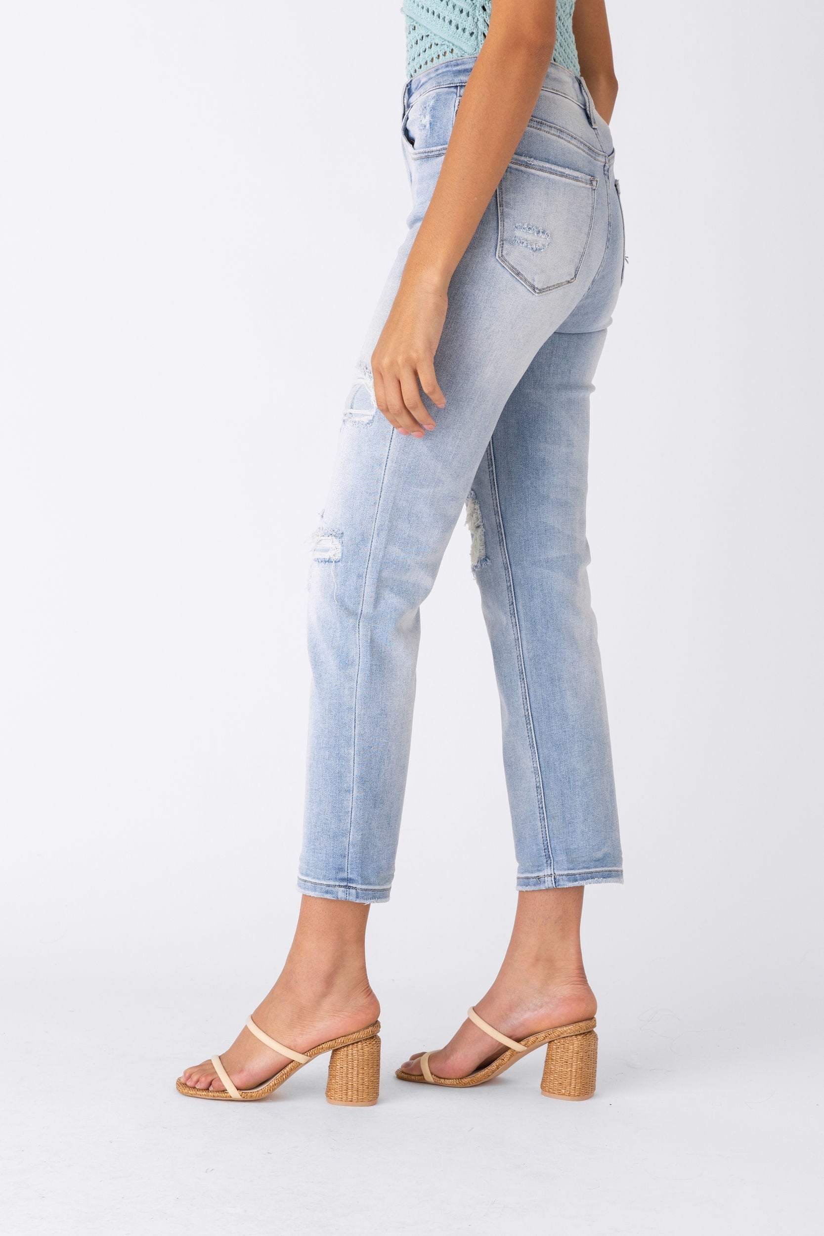SALE - Brooklyn High Rise Distressed Straight Leg Jeans