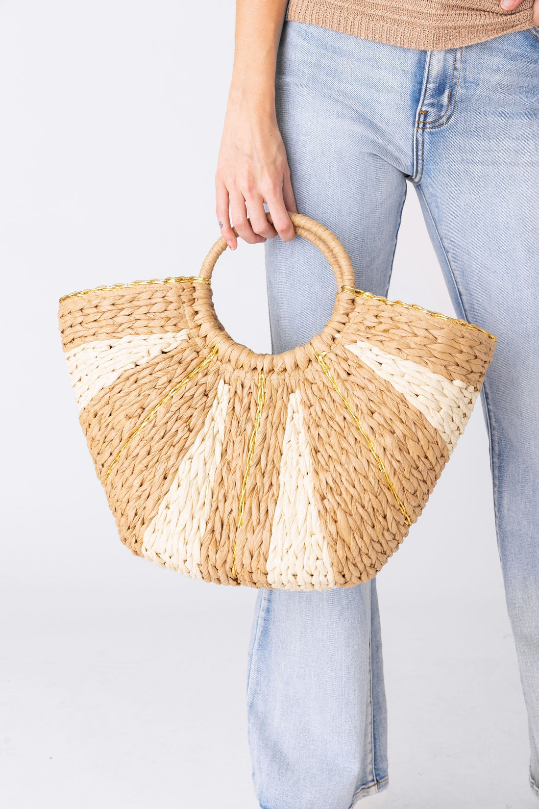 Mollie Straw Top Handle Bag