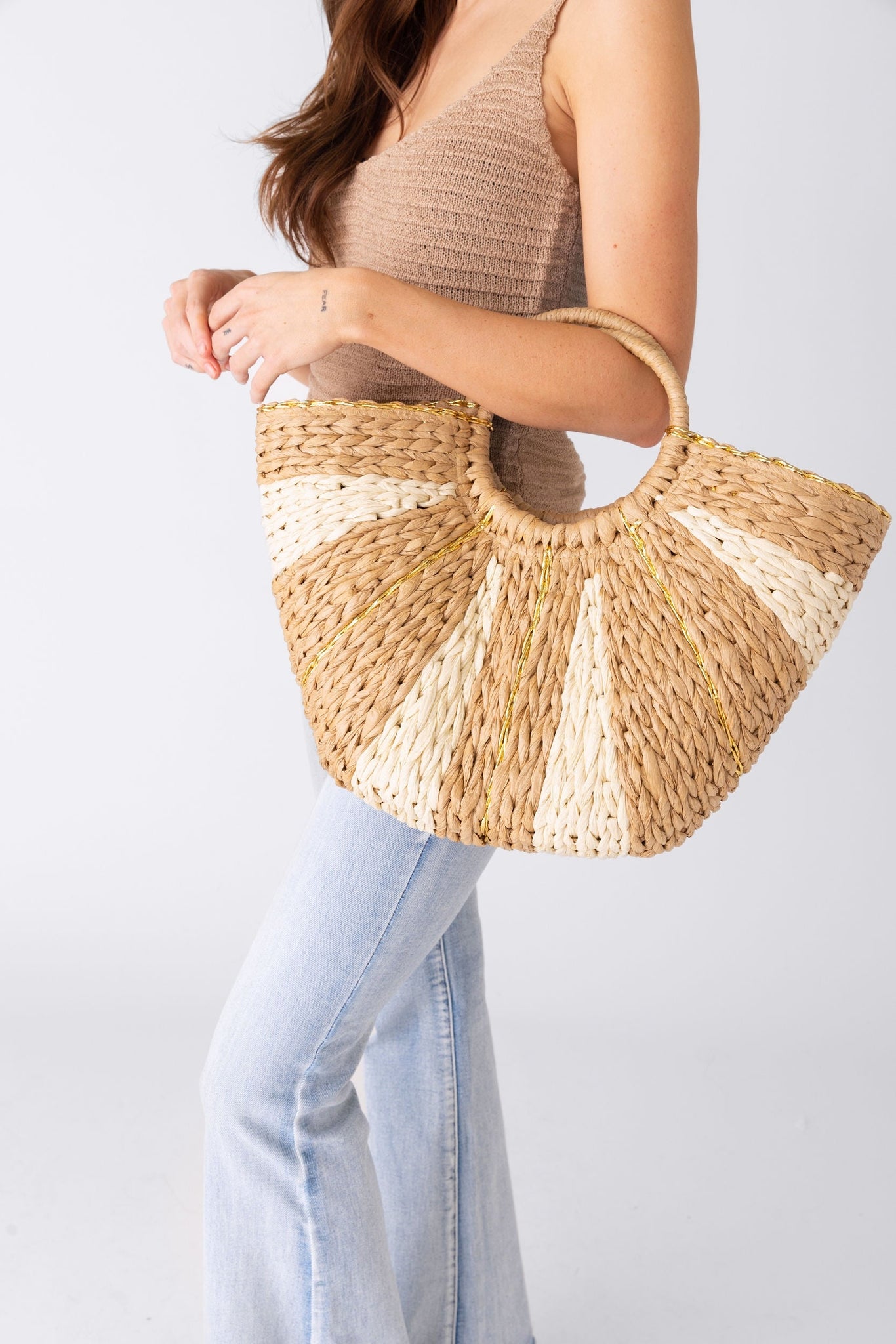 Mollie Straw Top Handle Bag