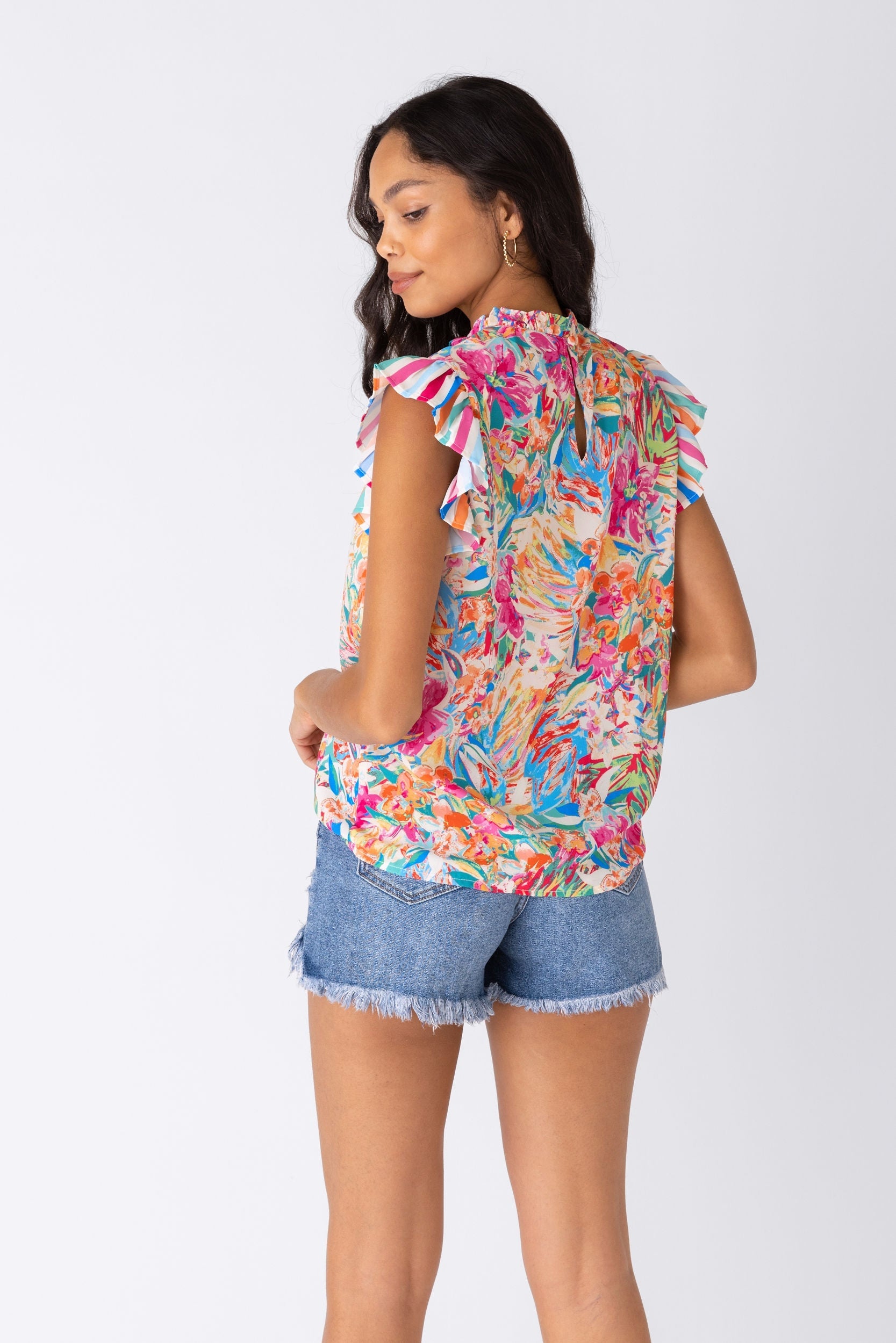 Delores Ruffle Sleeve Floral Blouse