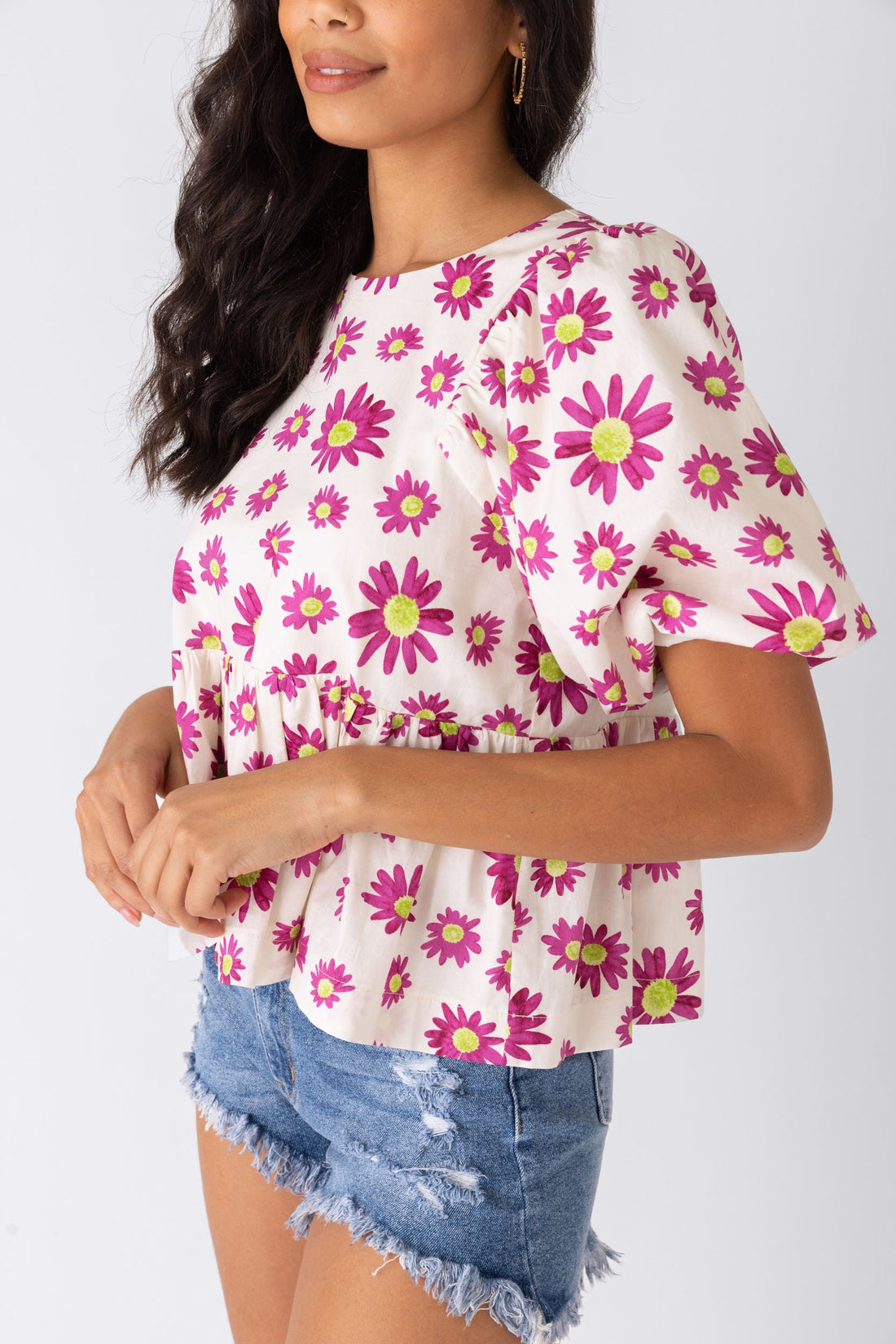 Kayley Daisy Puff Sleeve Top