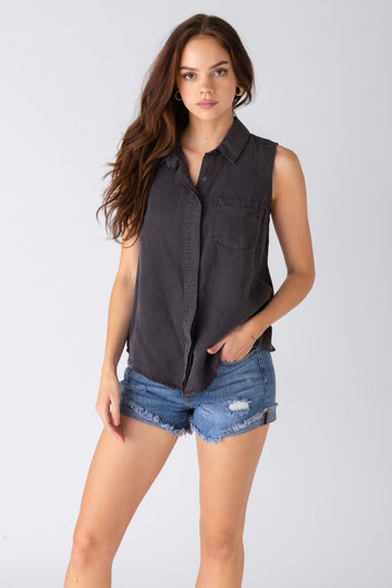 Holly Sleeveless Button Down Shirt