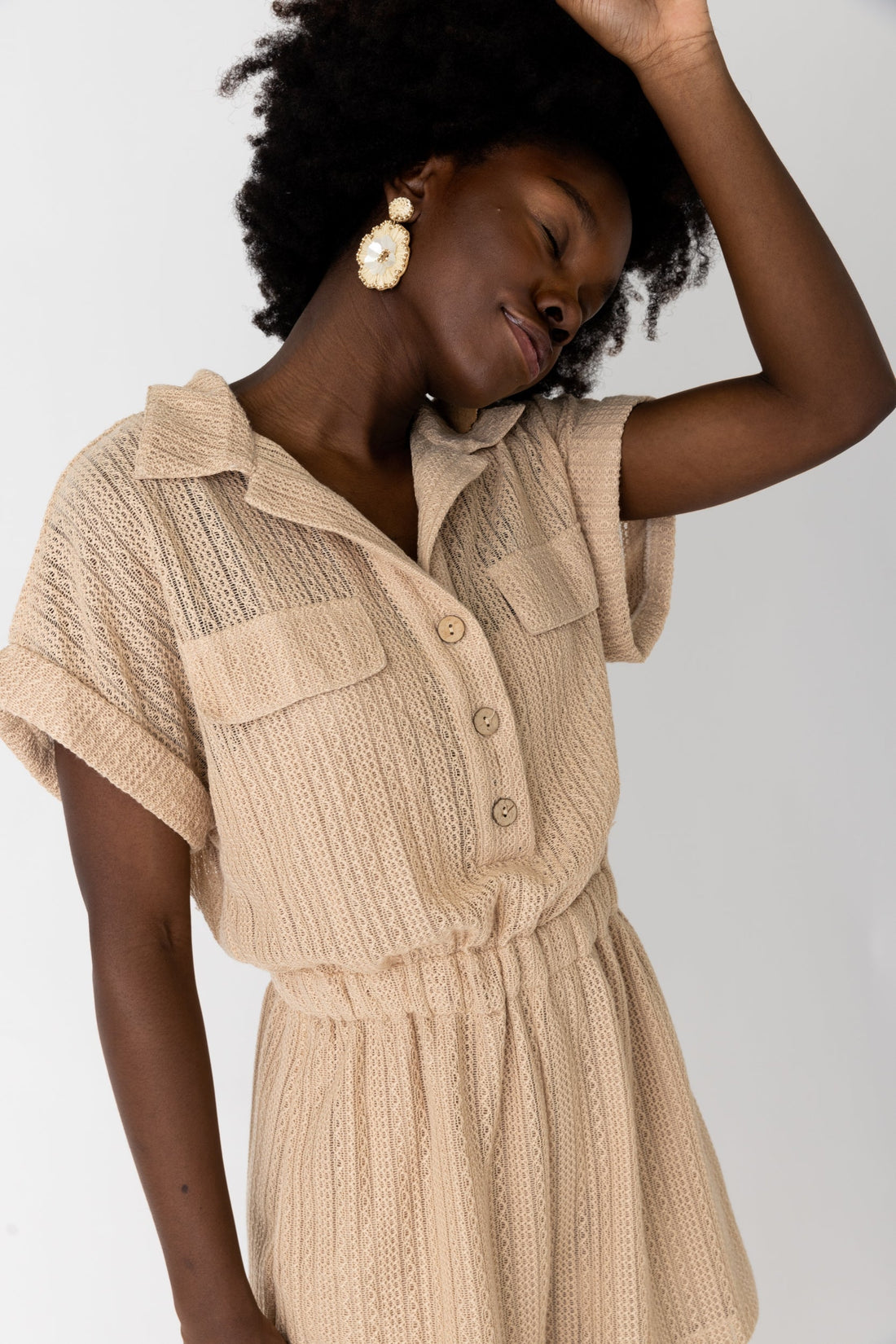 SALE - Andrea Crochet Button Front Romper
