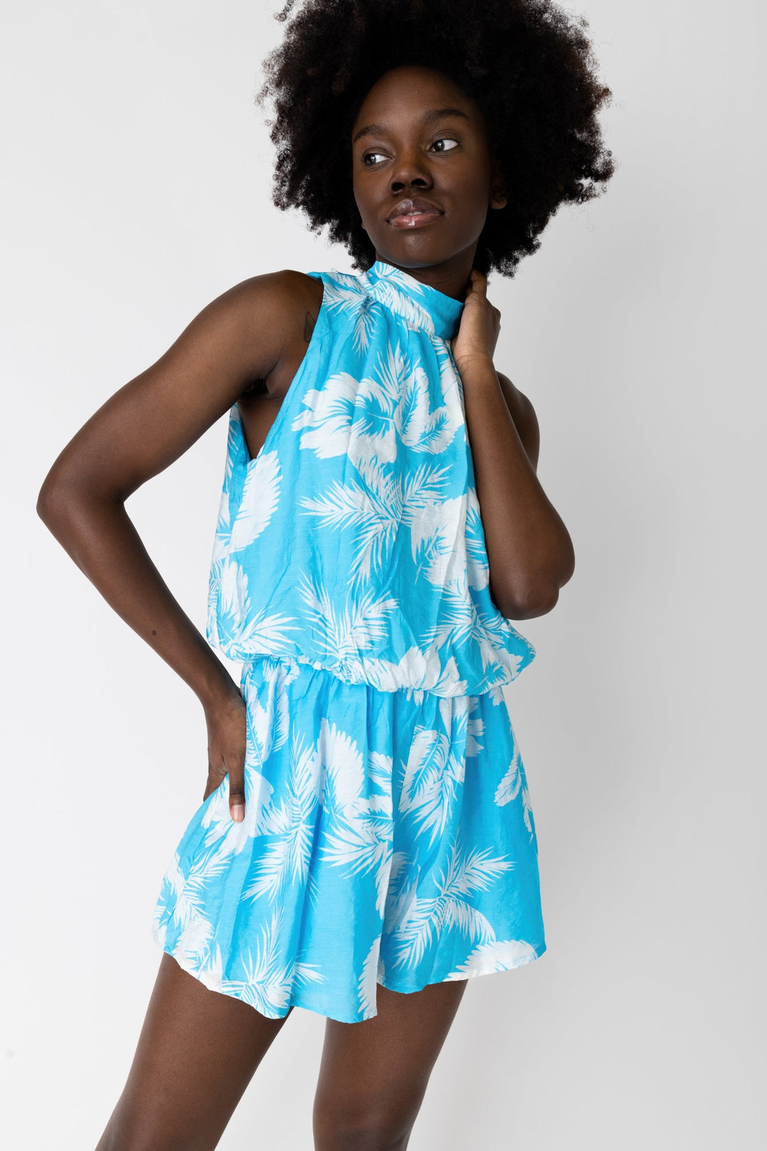 SALE - Summer Printed High Neck Romper