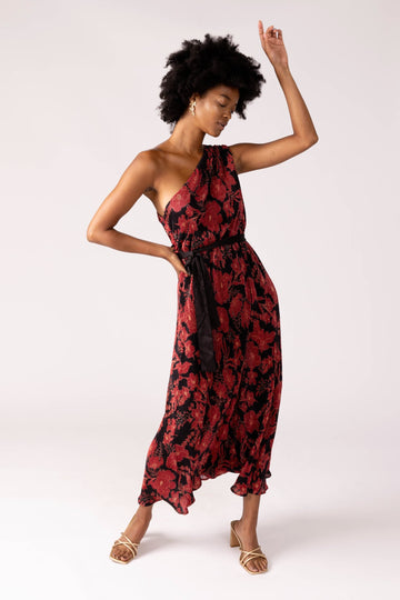 SALE - Samira Pleated One Shoulder Dress