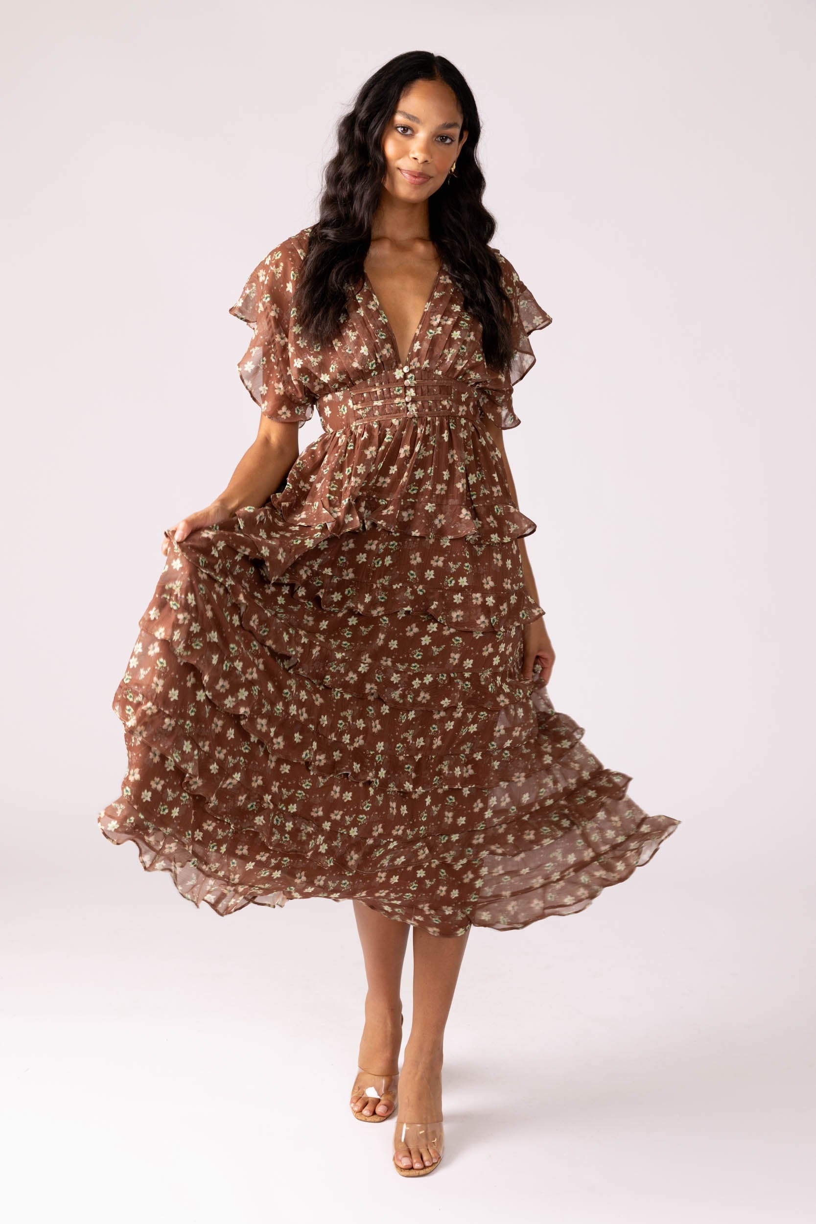 SALE - Amanda Floral Ruffle Maxi Dress