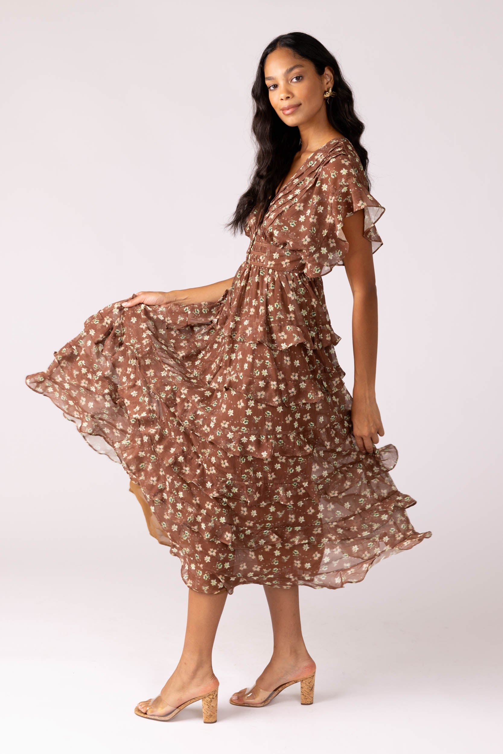 SALE - Amanda Floral Ruffle Maxi Dress