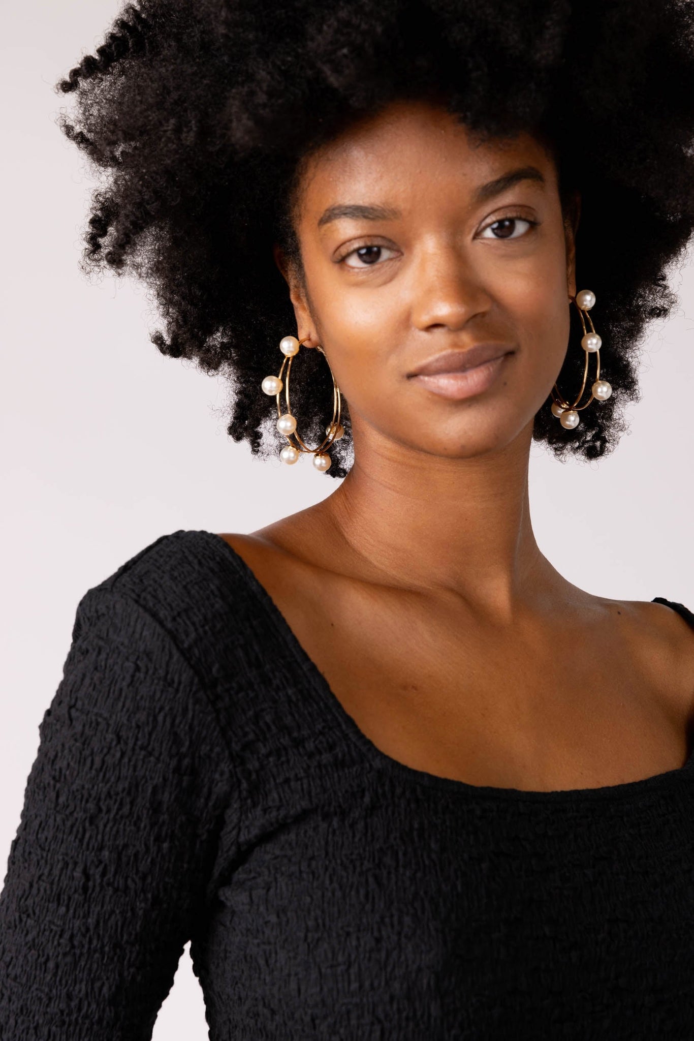 SALE - Leona Hoop Pearl Earrings