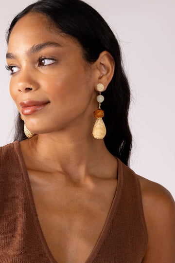 SALE - Bristol Rattan Dangle Teardrop Earrings