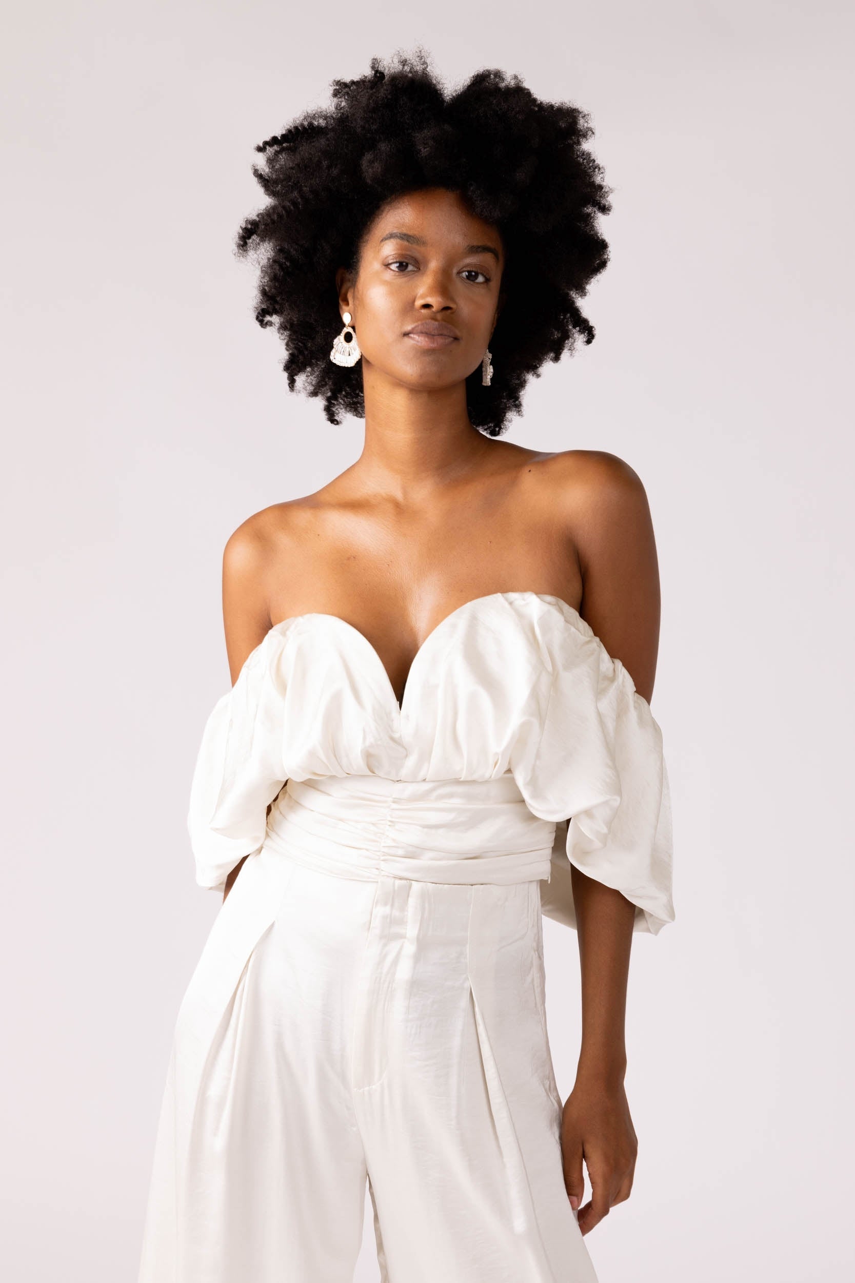 SALE - Marlie Puff Sleeve Cropped Top