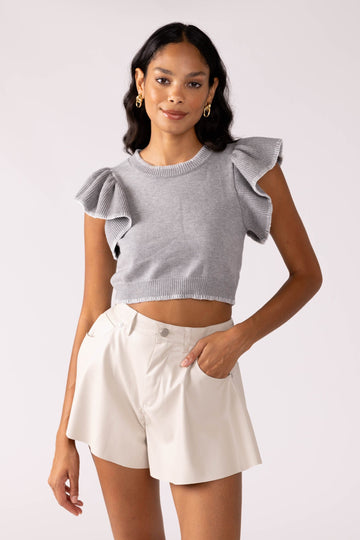 SALE - Delaney Ruffle Sleeve Knit Top