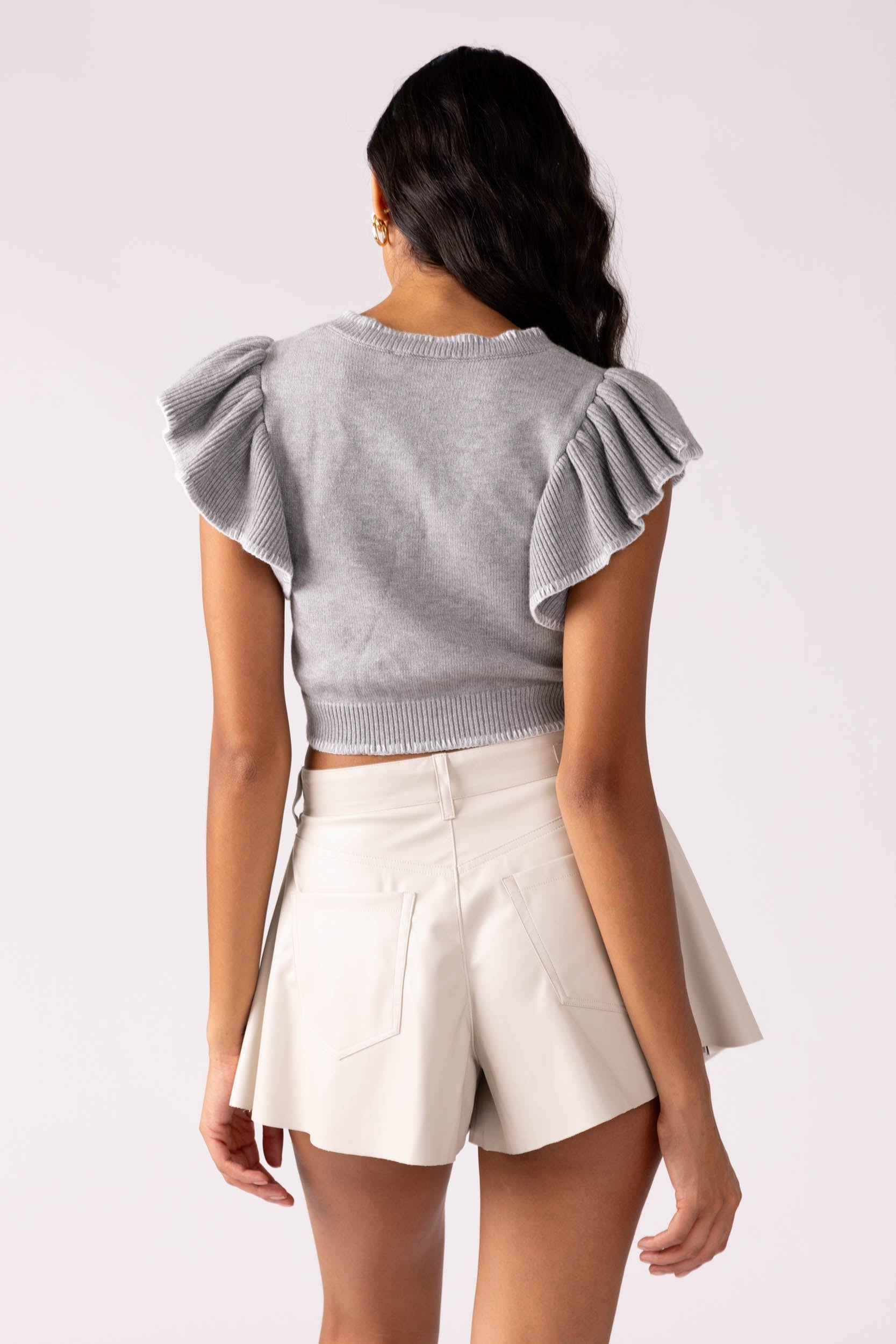 SALE - Delaney Ruffle Sleeve Knit Top
