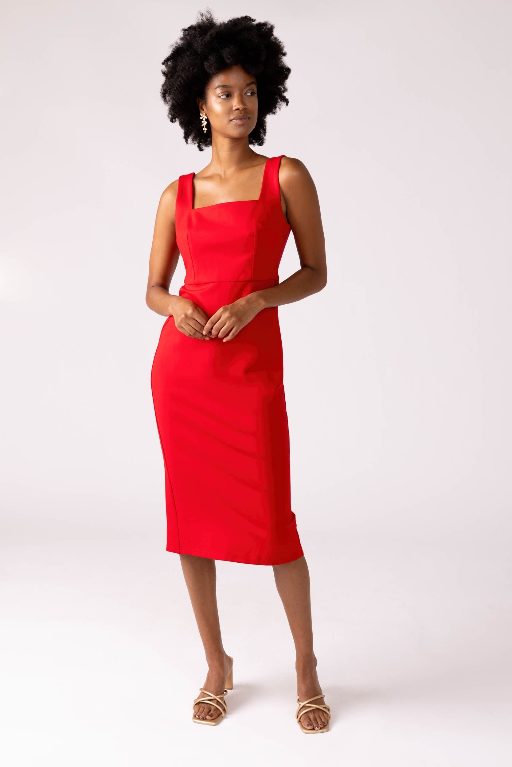SALE - Billie Square Neck Bodycon Midi Dress