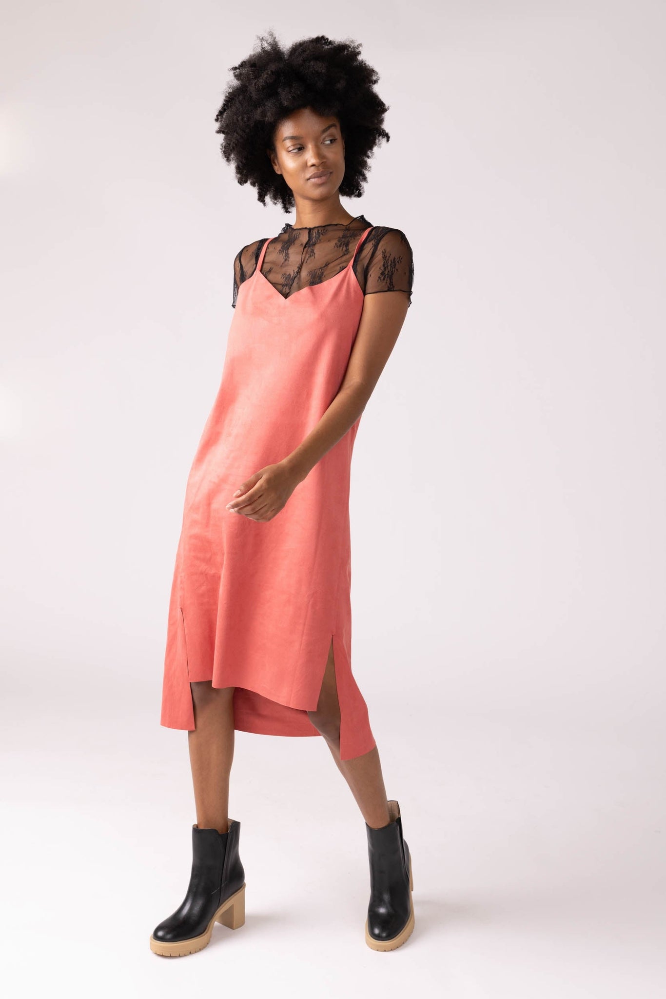 SALE - Alex Faux Suede Slip Dress
