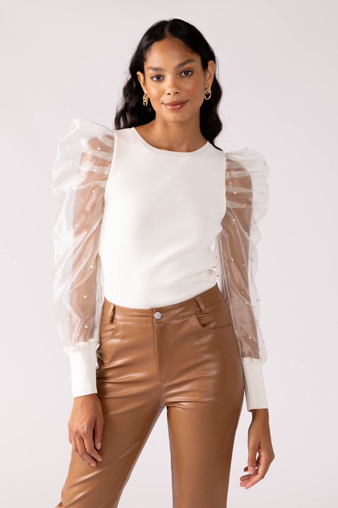 SALE - Perla Embellished Sleeve Top