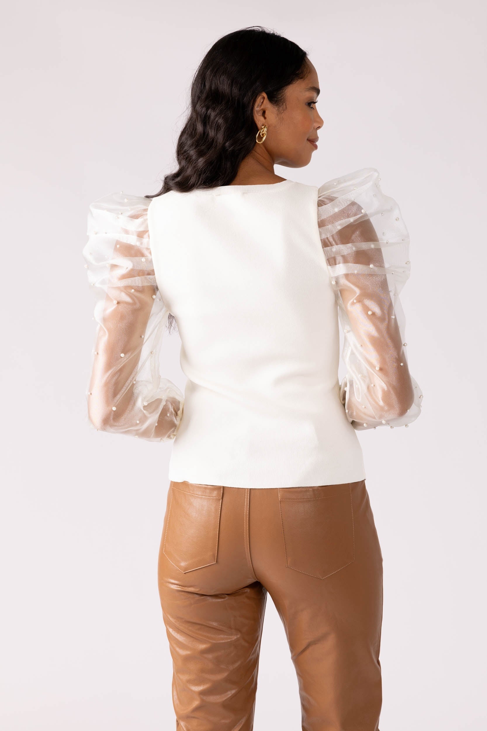 SALE - Perla Embellished Sleeve Top