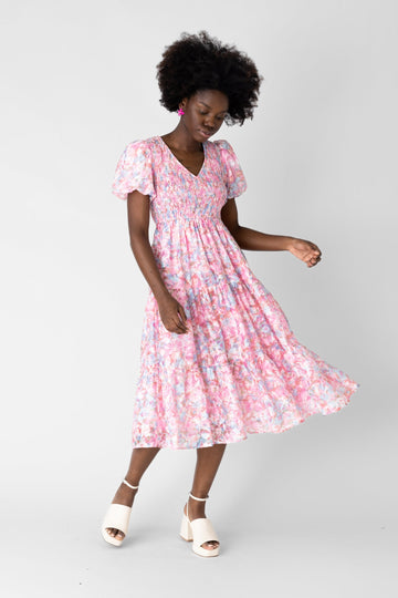 SALE - Brooklyn Smocked Floral Midi Dress