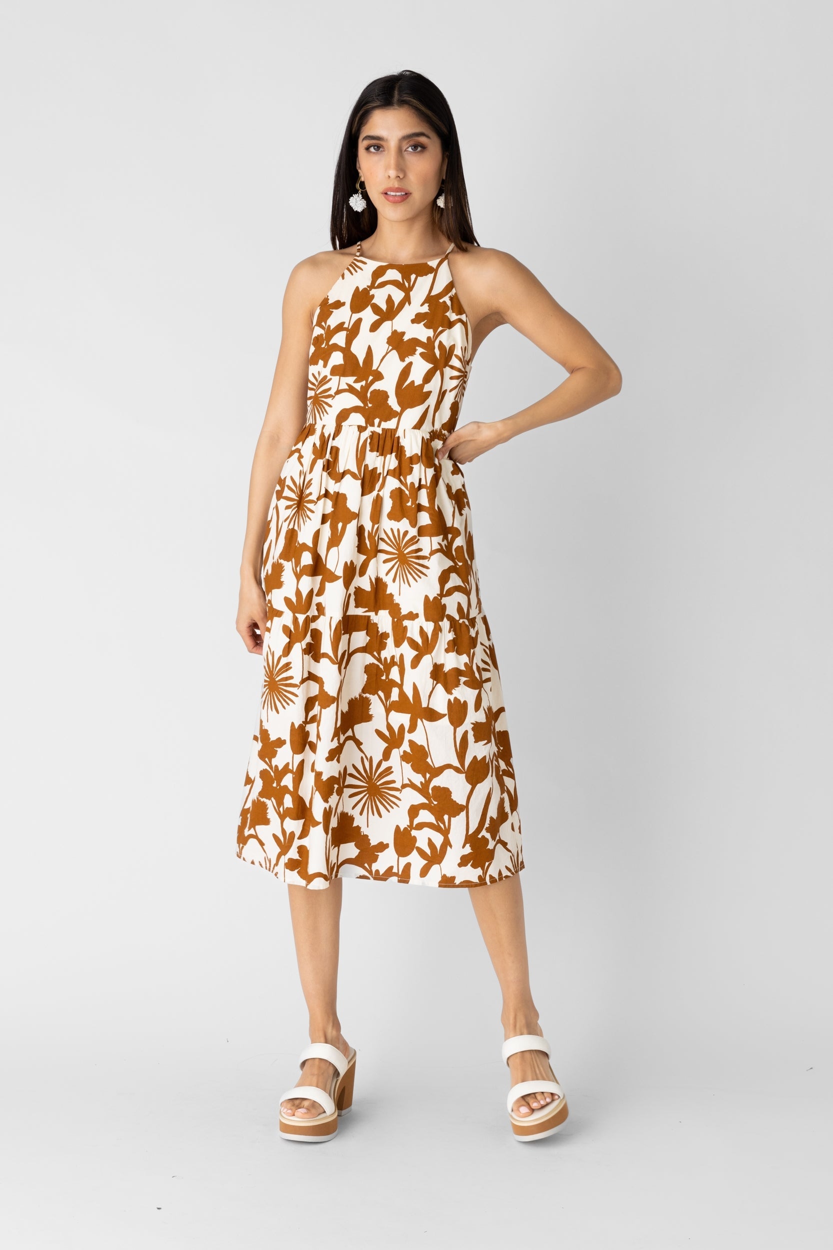 SALE - Nora Cross Back Floral Midi Dress