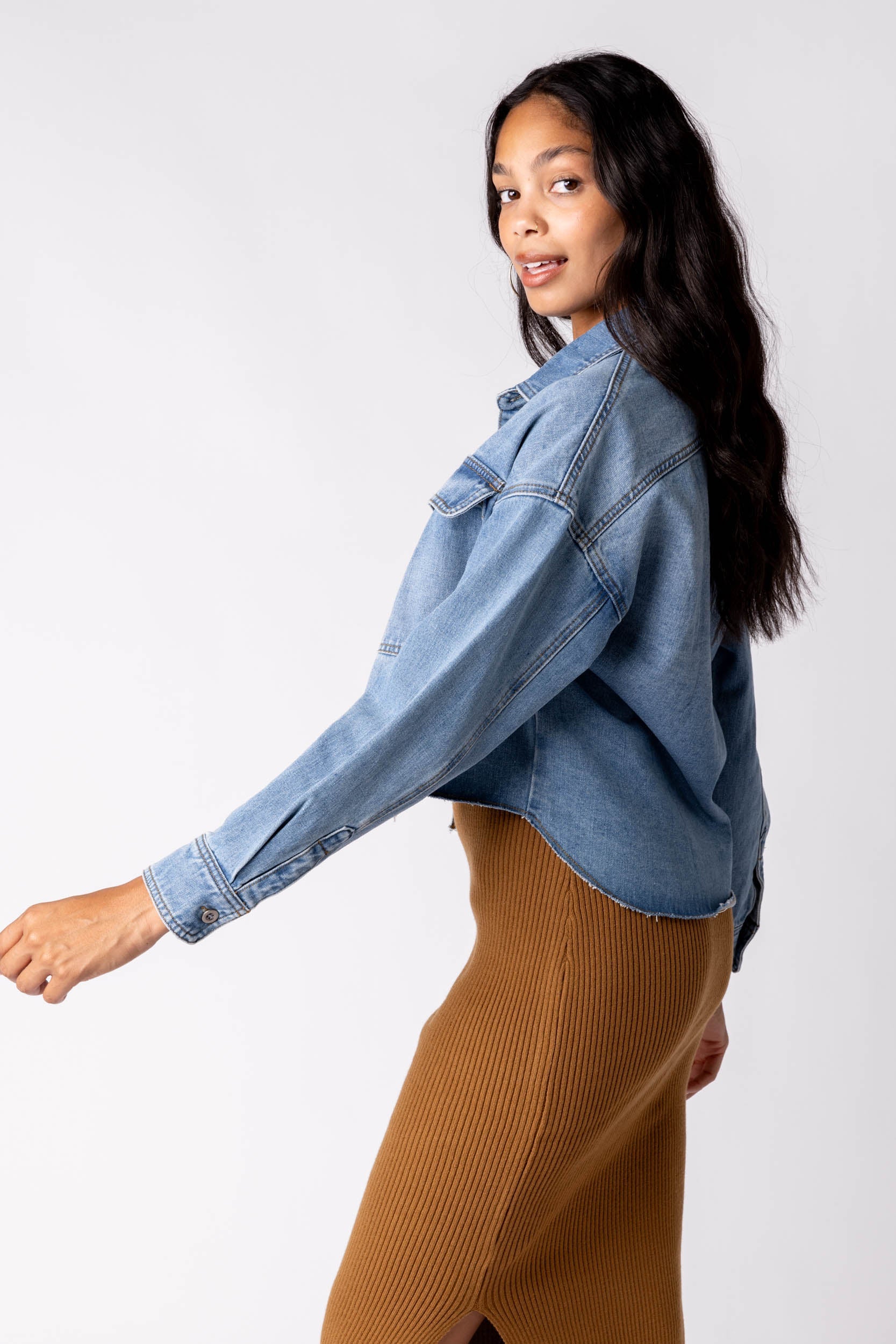 SALE - Evie Raw Hem Denim Jacket