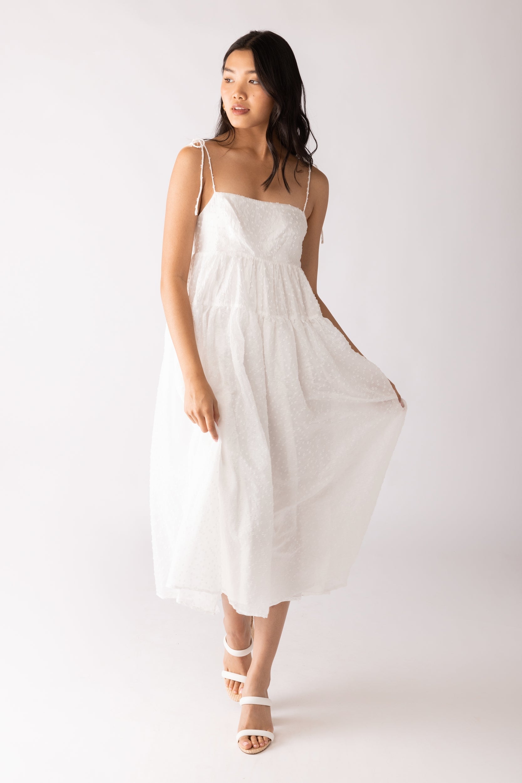 SALE - Effie Textured Tie Strap Midi Dress