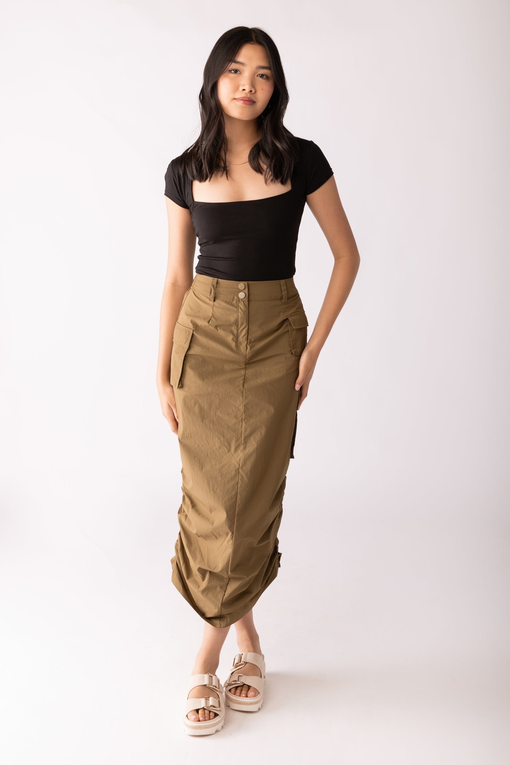 Ava Adjustable Length Cargo Skirt