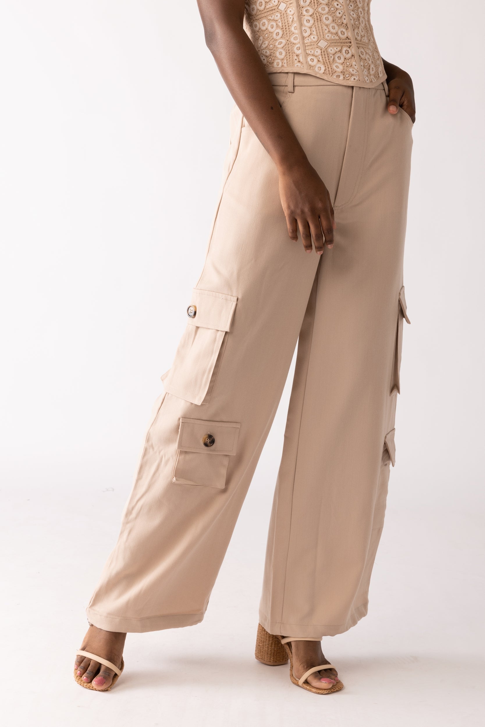 SALE - Maeve Wide Leg Drawstring Cargo Pants