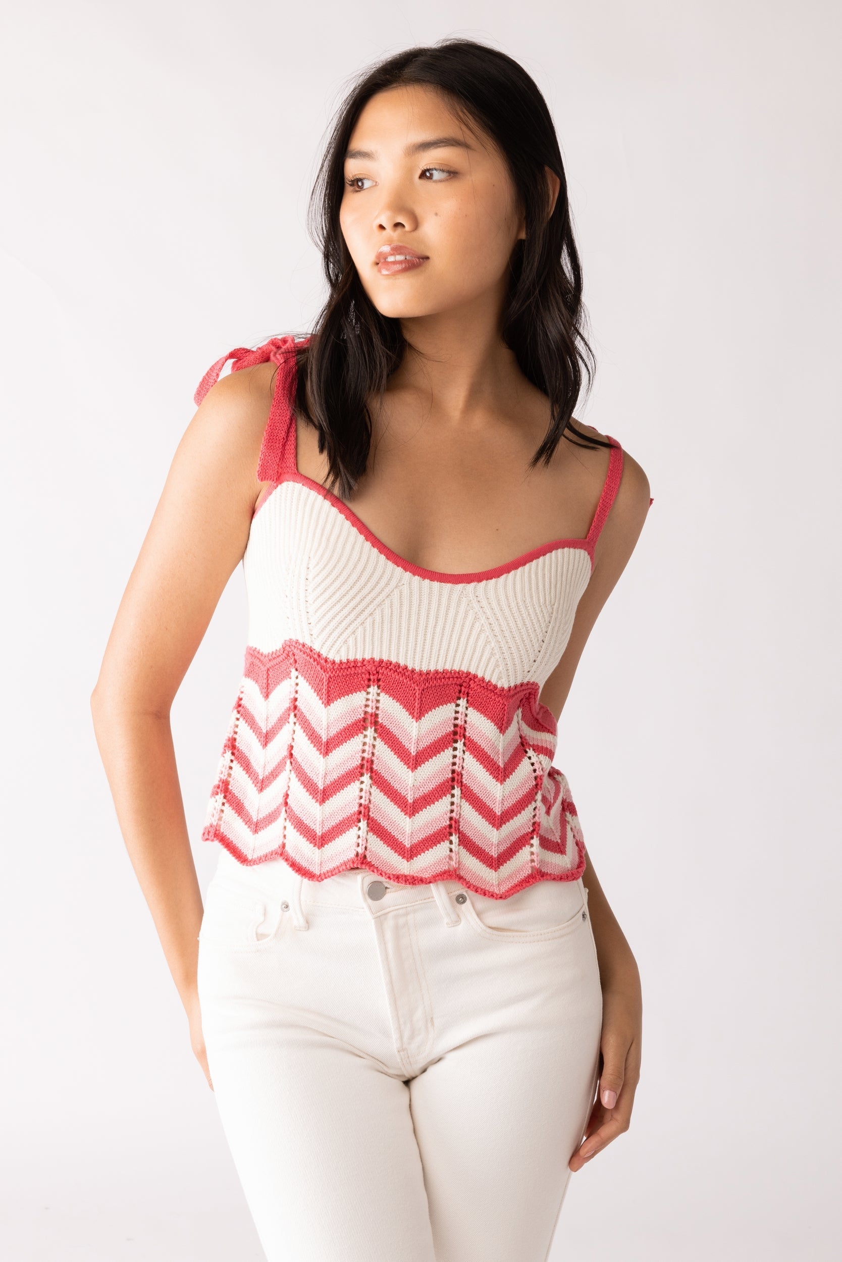 SALE - Lucile Chevron Crochet Cropped Top