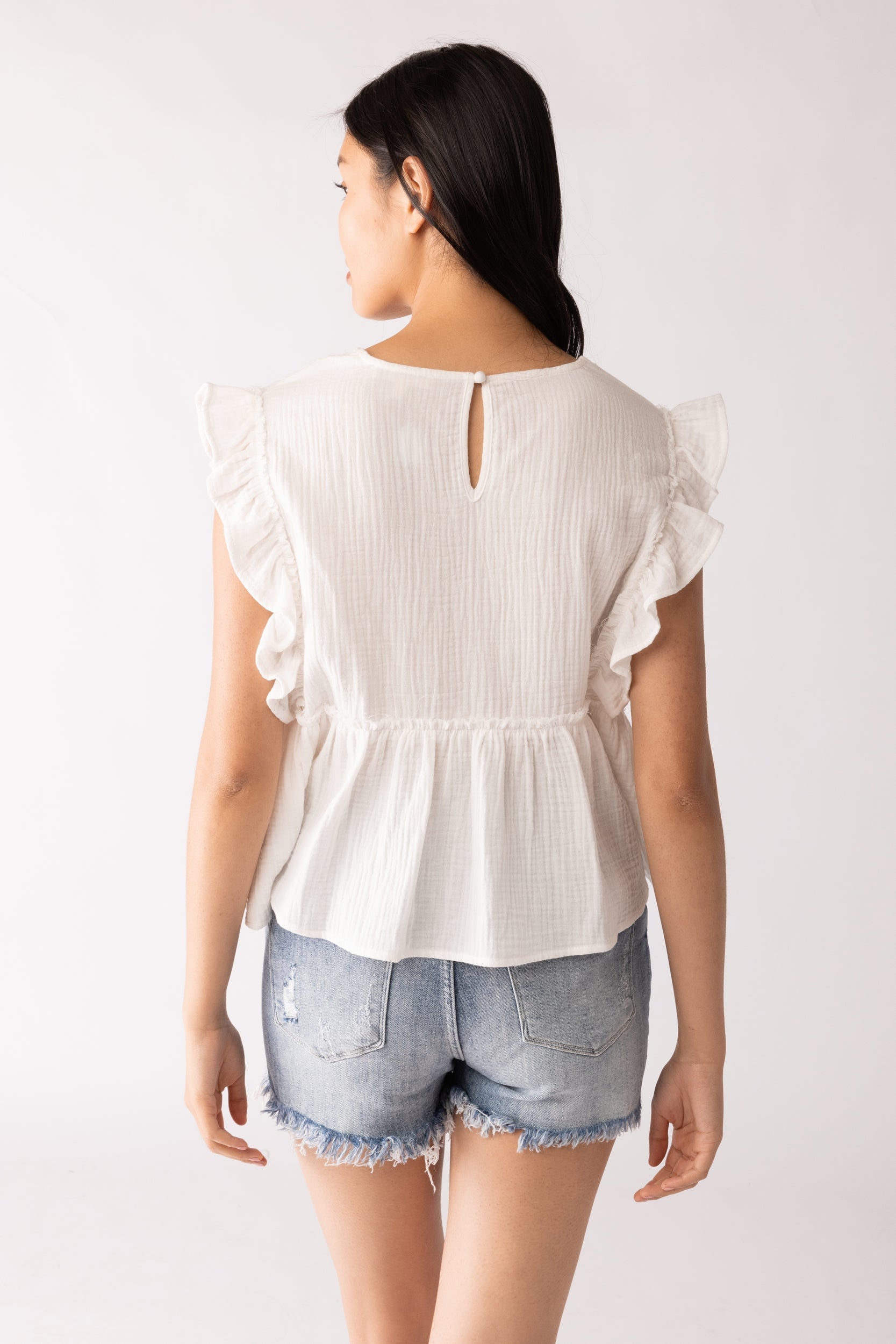 SALE - Mina Gauze Ruffle Sleeve Blouse