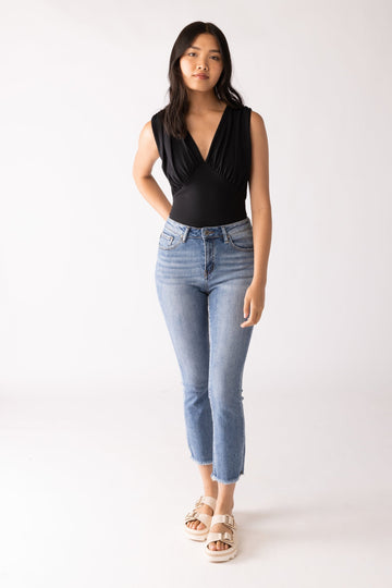 Morlie Mid Rise Straight Cropped Jeans