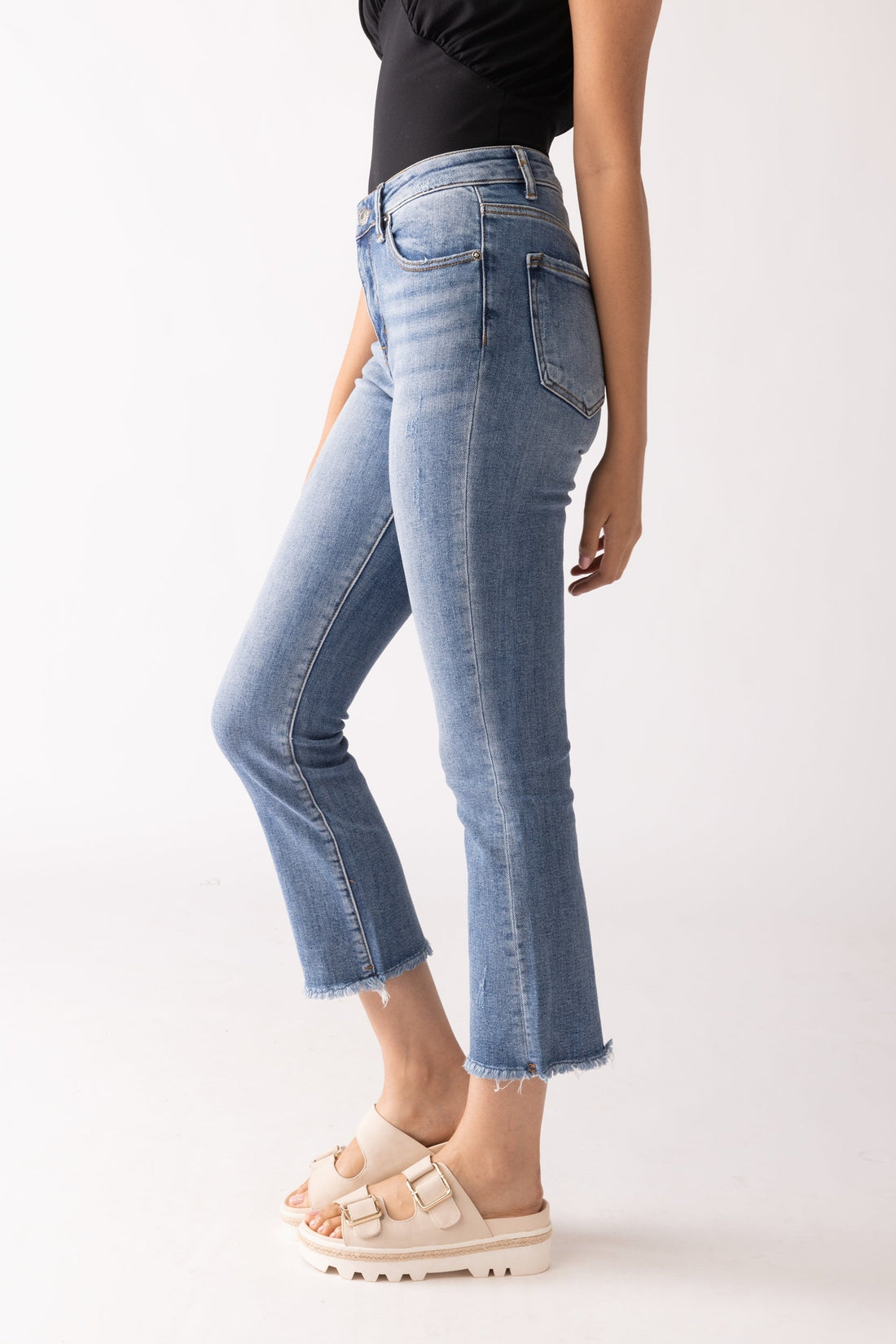 Morlie Mid Rise Straight Cropped Jeans