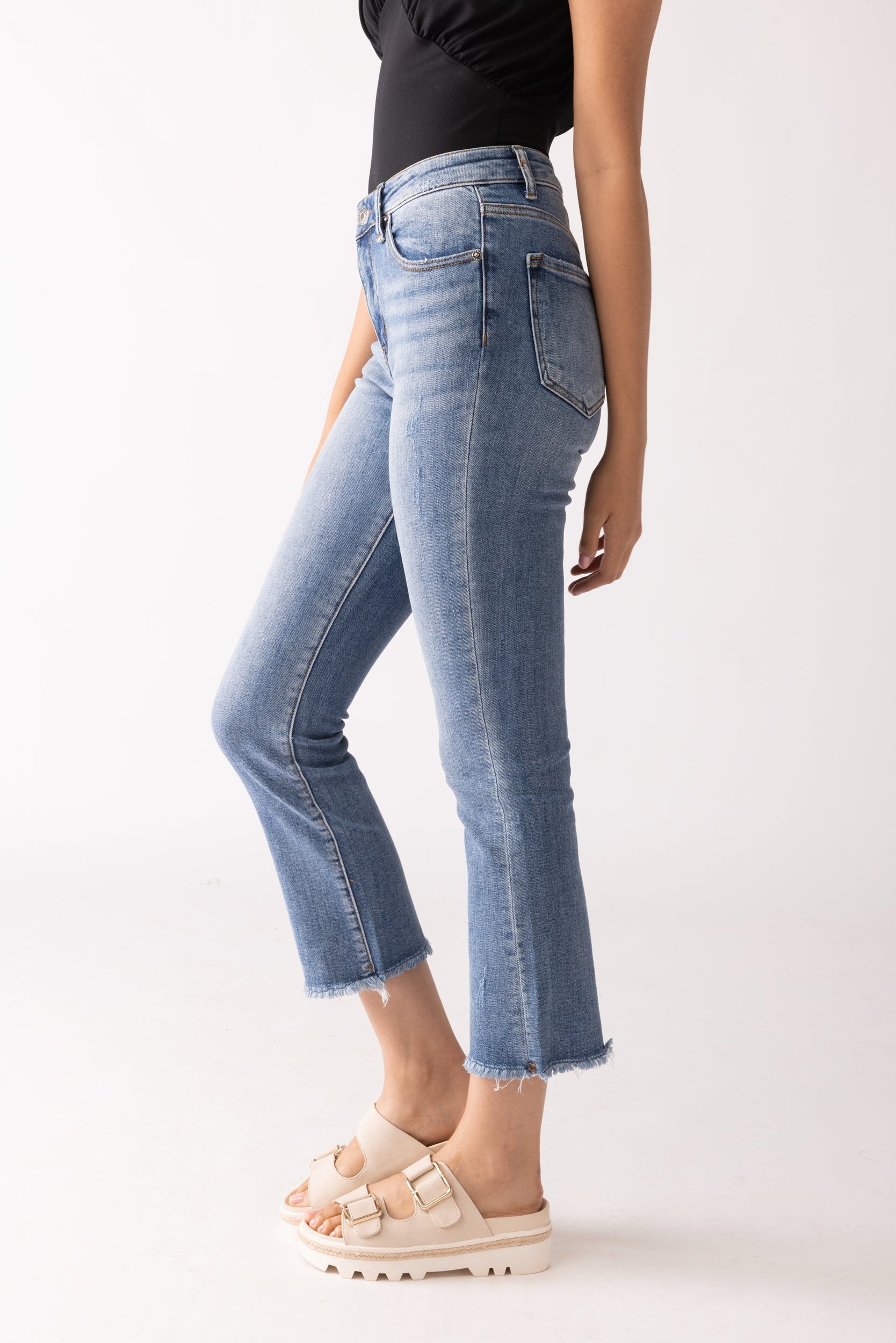 Morlie Mid Rise Straight Cropped Jeans